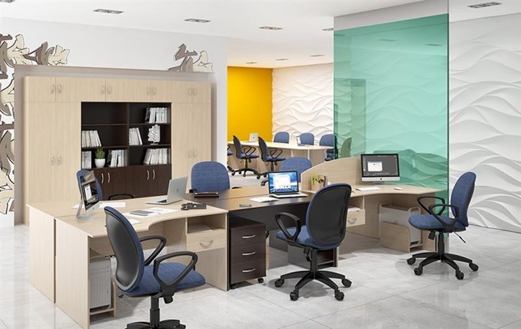 Комплект офисной мебели SIMPLE с эргономичными столами, тумбами, шкафами в Хабаровске - изображение 5